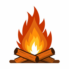 Woodfire flames vector illustration