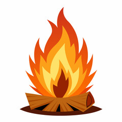 Woodfire flames vector illustration