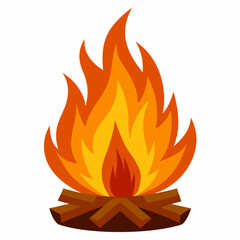 Woodfire flames vector illustration