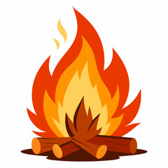 Woodfire flames vector illustration