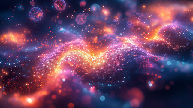 an abstract representation of AI as a glowing humanoid figure, surrounded by floating binary streams, symbolizing the merging of human intelligence with technology 