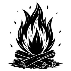 Woodfire flames silhouette vector illustration 