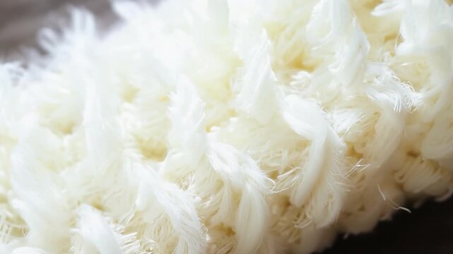 Close up on soft white fabric showing texture