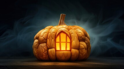 A cheerful pumpkin house