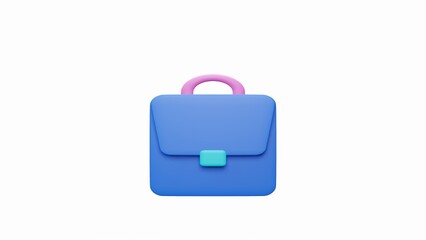 Office Bag or School bag icon blue color 3D render