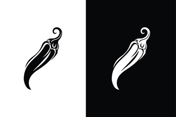 Chili icon silhouette symbol vector. Spicy chili hot pepper icon black white illustration.