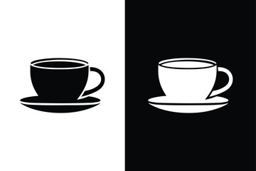 Coffee Cup vector icon silhouette. Tea or coffee cup icon. Hot coffee or caffeine drink flat vector icon