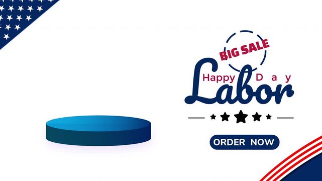 labor day sale background with simple podium product in left.  suitable for overlay of labor day banner promotion sales project or celebration or greetings 
