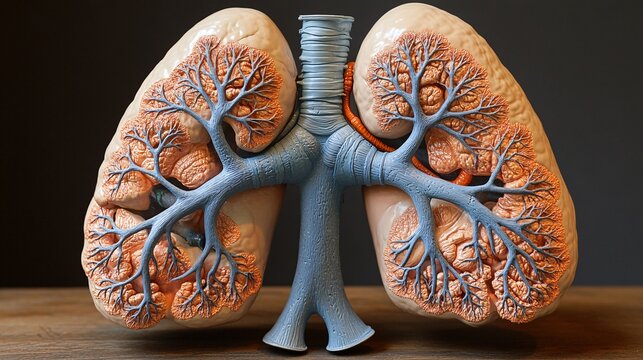 3D Lungs with Obstructive Sleep Apnea: A high-quality model showing the effects of obstructive sleep apnea on lung function during sleep.