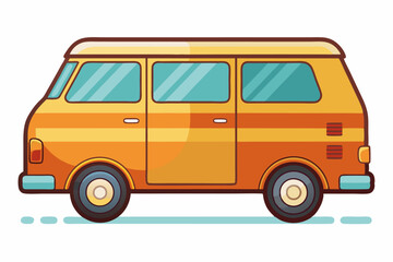 Orange Vintage Camper Van Illustration
