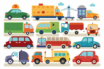 Collection of Colorful Cartoon Vehicles with Unique Designs