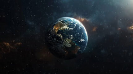 Obraz premium Earth from space, with the sun rising over the horizon