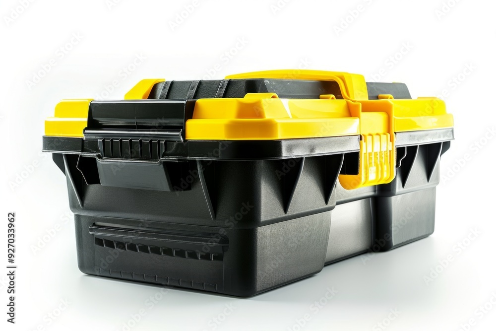 Wall mural sturdy black and yellow plastic toolbox, ideal for organizing and storing tools. perfect for handyme