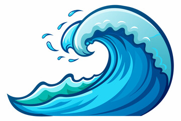A Stylized Blue Ocean Wave with Water Droplets