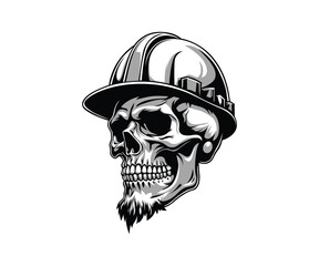 Skull in a construction helmet vector