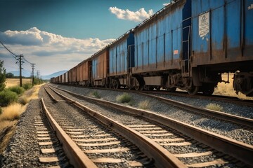 Obraz premium Freight Train on Rails