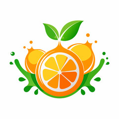 Orange fruit with leaves vector illustration 