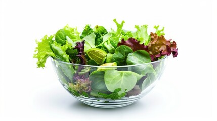 Fresh Green Salad in a Glass Bowl