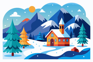 A Cozy Cabin Nestled Among Snowy Mountains