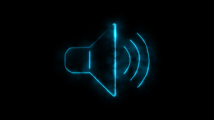 Glowing Speaker Icon, Blue Neon Sound Symbol, Luminous Volume Image, Modern Audio Icon, Neon Sound Waves, Glowing Blue Speaker