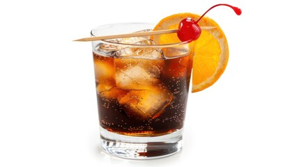 Refreshing Cocktail with Orange and Cherry Garnish