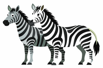 Obraz premium Two Zebras Standing Side-by-Side with Black and White Stripes