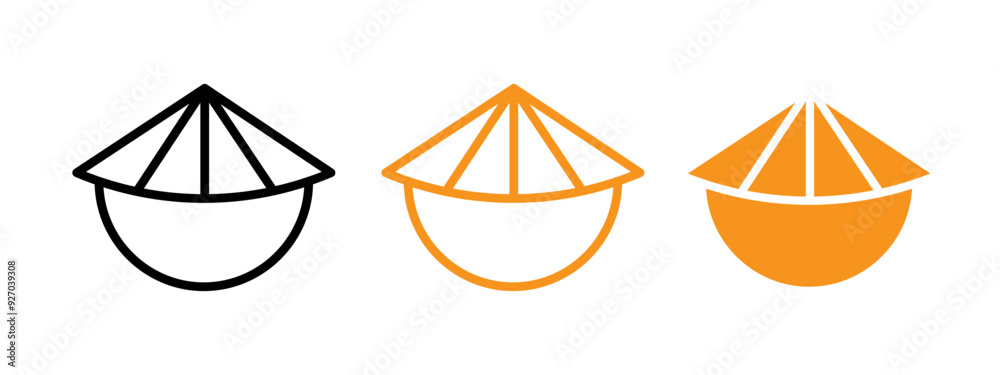 Poster bamboo hat icon web design in vector