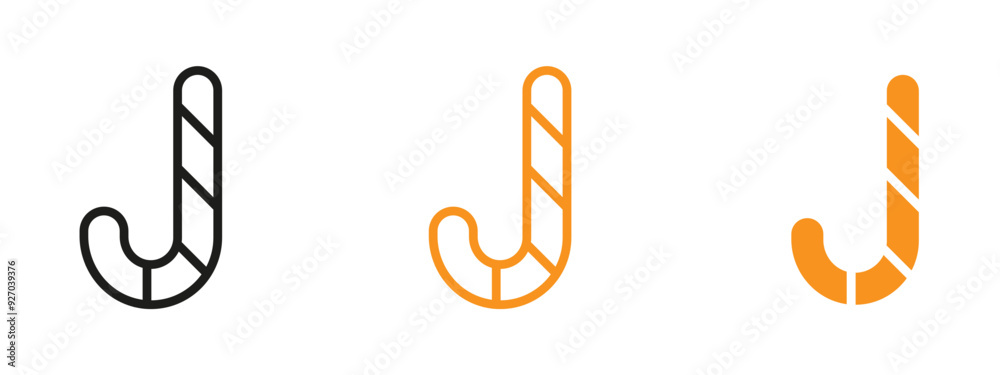 Poster candy cane icon web design in vector