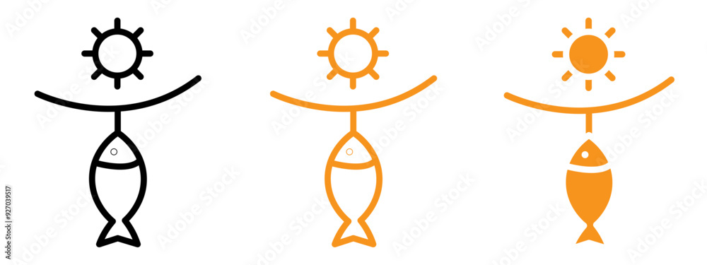 Poster dried fish icon web design in vector