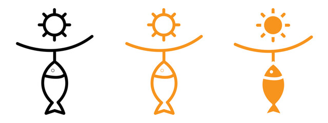 Dried fish icon web design in vector