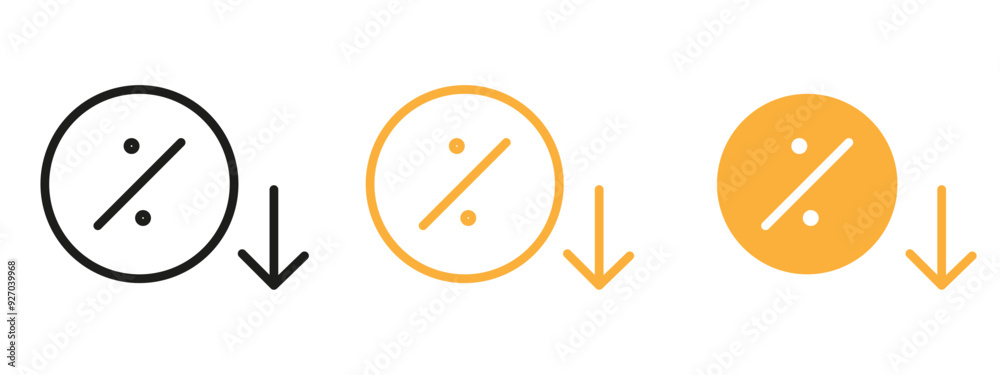 Poster Percent down icon web design in vector