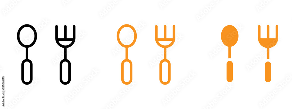 Poster Spoon and fork icon web design in vector
