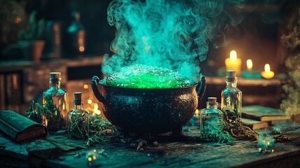 Enchanted Mother Witch's Halloween Poison Jar Decoration