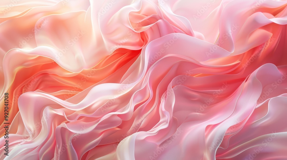 Poster Soft pastel coral texture with fluid wave design and gentle transitions