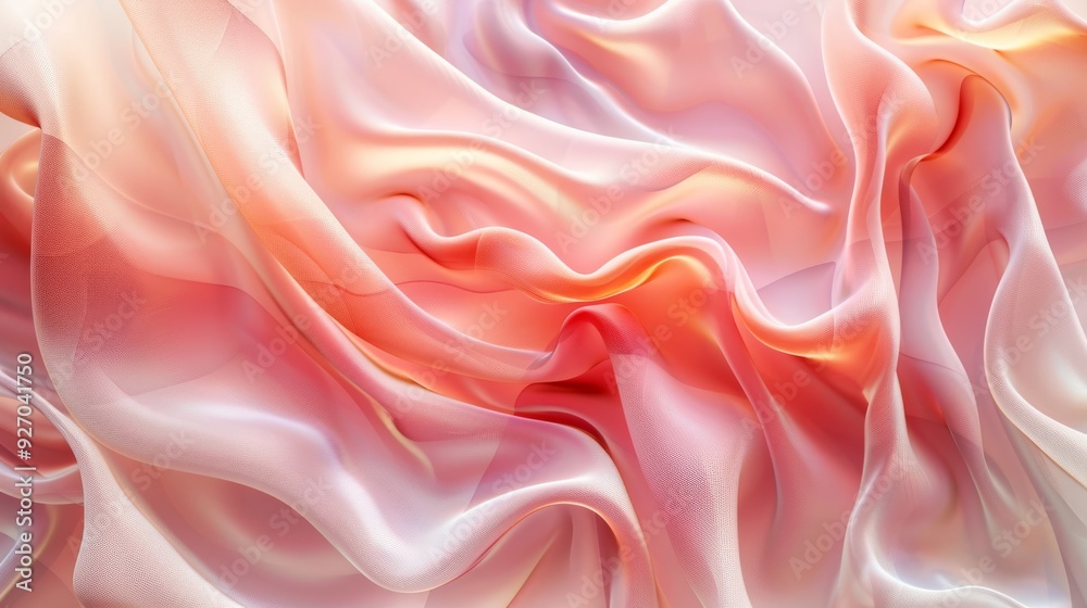 Poster soft pastel coral texture with fluid wave design and gentle transitions