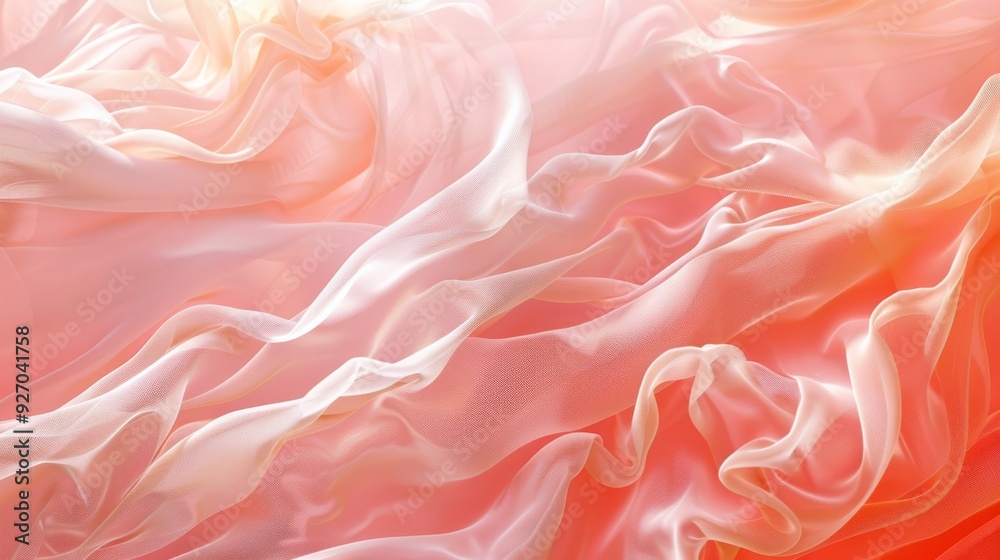Poster Soft pastel coral texture with fluid wave design and gentle transitions