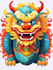 Golden Horned Dragon Roaring With Fiery Mane And Bright Scales