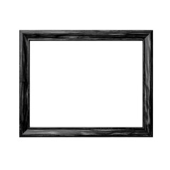 A simple black wooden picture frame against a dark background, perfect for showcasing your favorite artwork.