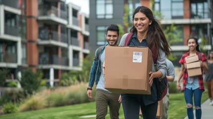 College Students Moving Into a New Apartment Complex in Summer