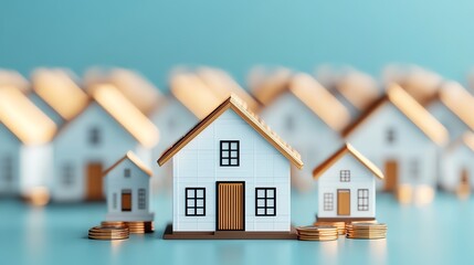 A collection of model houses showcasing various sizes and designs, perfect for real estate, architecture, or design themes.