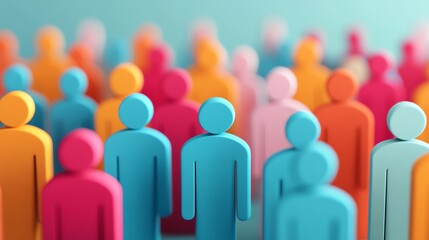 A vibrant group of colorful figures representing diversity and community. Ideal for concepts of teamwork and unity.