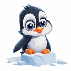 Obraz premium Cute Cartoon Penguin on Ice.