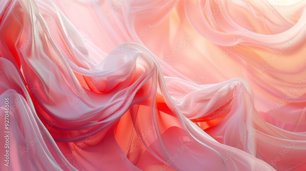 Leinwandbilder abstract pastel fluid coral wave texture with soft gradients and smooth lines