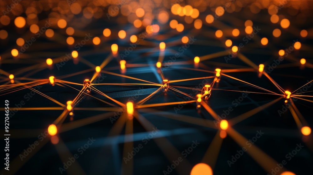 Poster abstract network structure with glowing connections