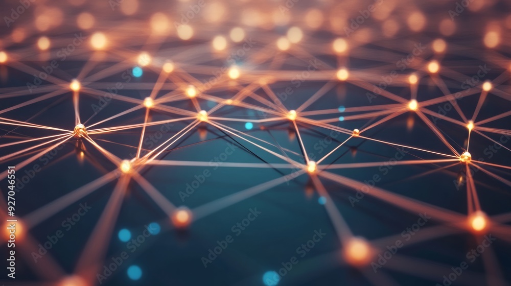 Poster Abstract network structure with glowing connections