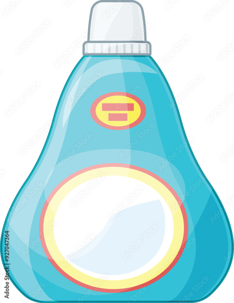 Wall mural blue plastic detergent bottle standing up with a blank label for your product information