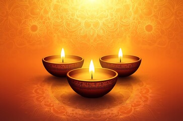 Colorful Happy Diwali festival with bokeh lights and oil lamp Diwali festival background