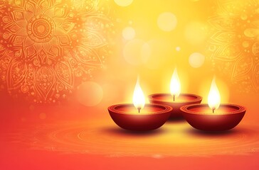Colorful Happy Diwali festival with bokeh lights and oil lamp Diwali festival background