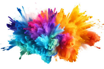 Spectacular rainbow holi powder explosion Isolated on white background
