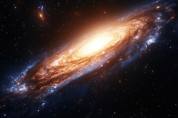 Fototapeta premium A spiral galaxy with bright, glowing stars. Perfect for projects on space, astronomy, or the universe.